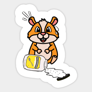 Funny Furry Pet spilled a jar of mayonnaise Sticker